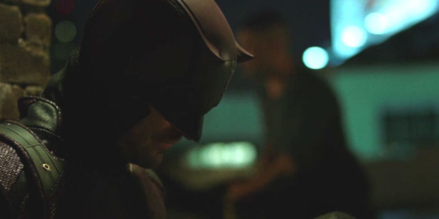 Charlie Cox as Daredevil tied to a wall in season 2, episode 3 of Daredevil.