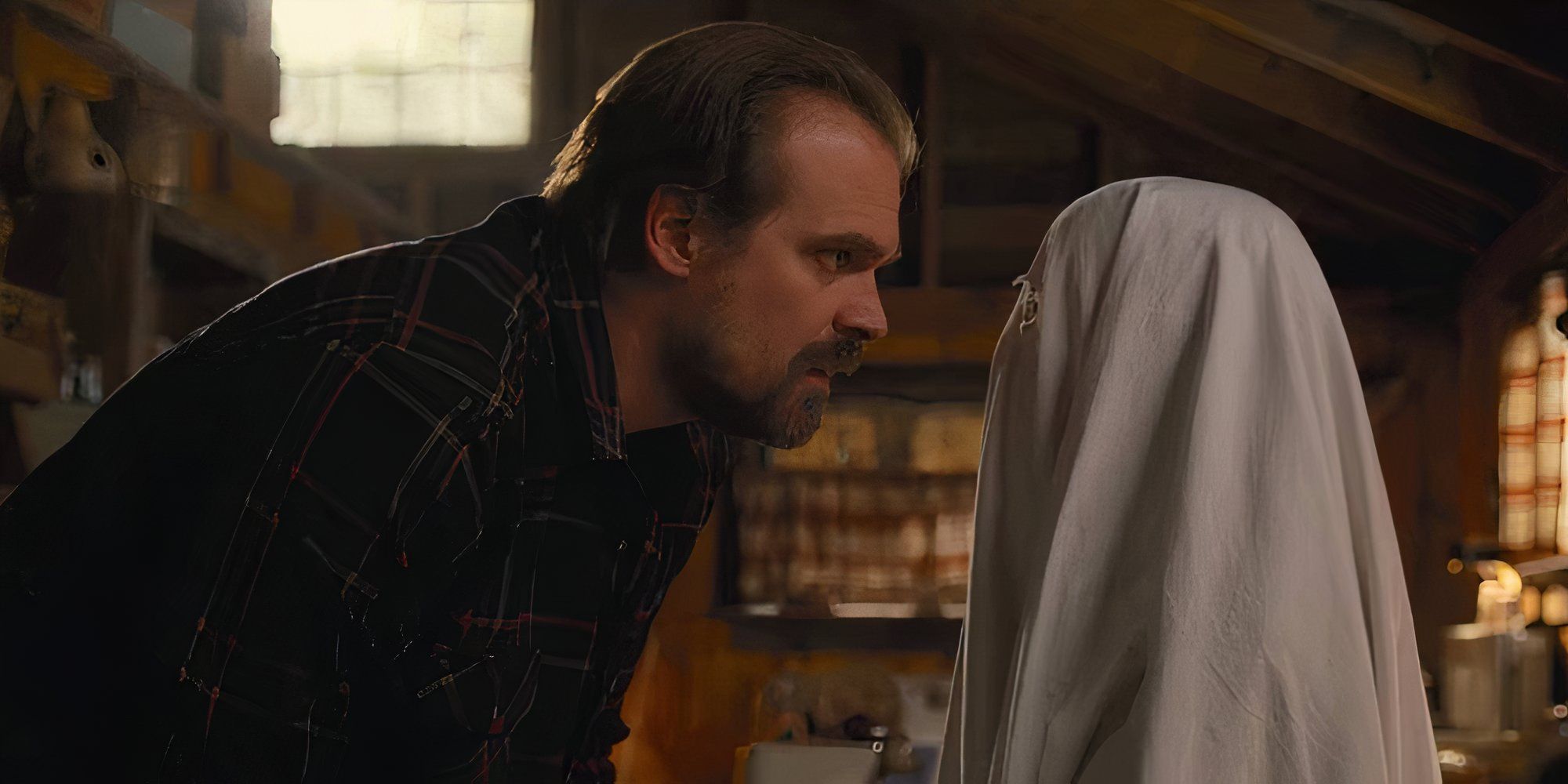 David Harbour and Millie Bobby Brown as Hopper and Eleven in Stranger Things