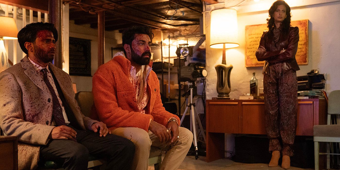 Asif Ali and Saagar Shaikh are covered in blood for a scene in Deli Boys