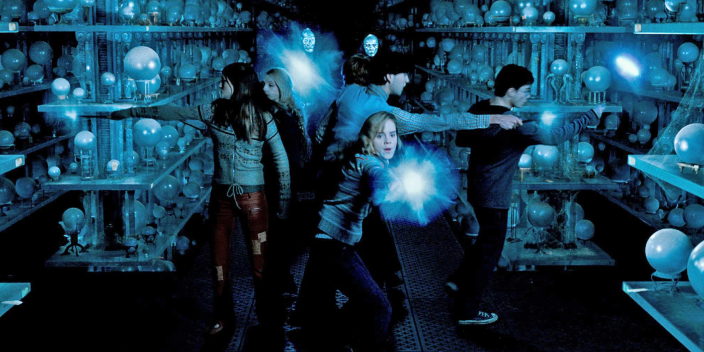 Dumbledore&rsquo;s Army is cornered by Death Eaters in the Department of Mysteries in the Harry Potter movies.