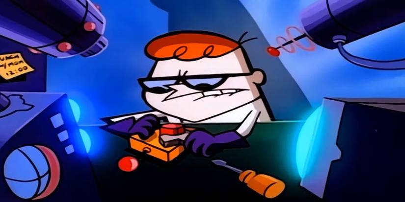 Dexter working on a device in his lab
