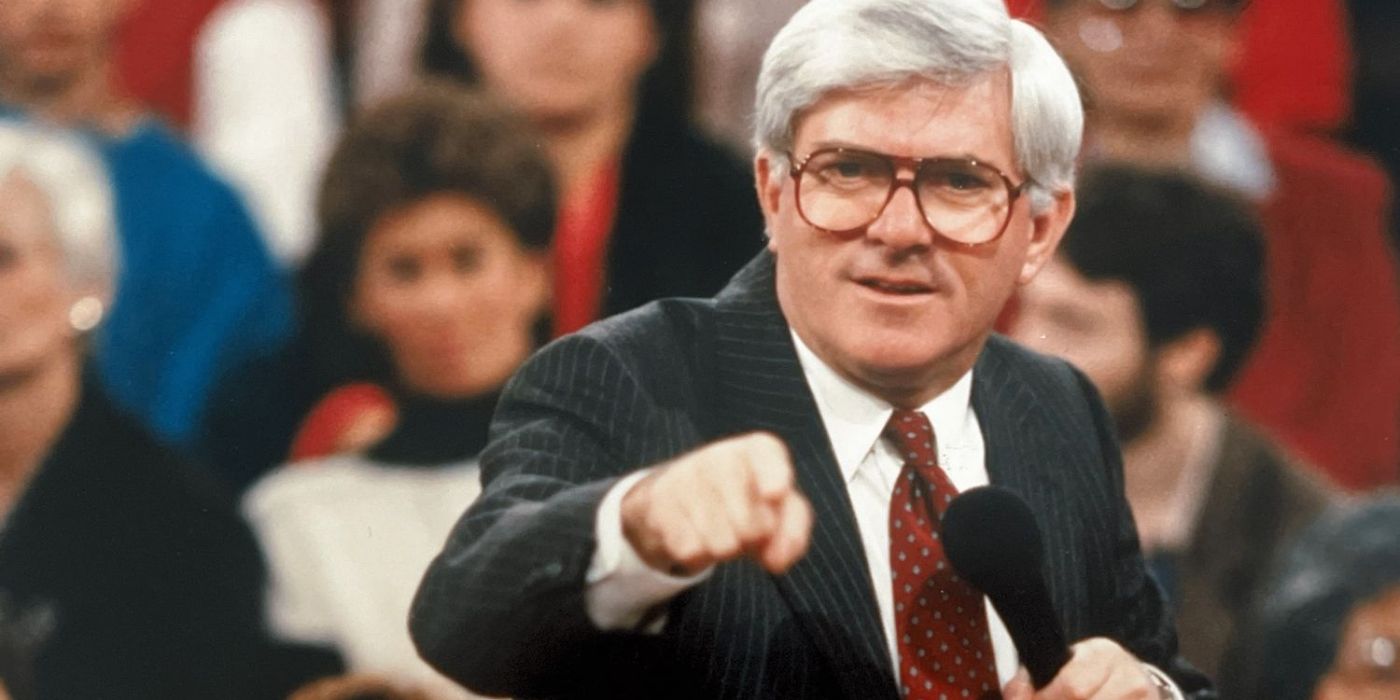Phil Donahue hosts &lsquo;Donahue.'