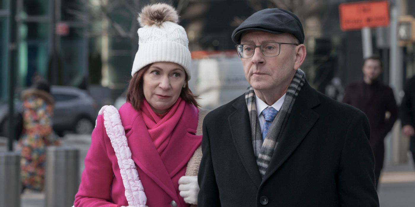 Carrie Preston confronting Michael Emerson in Elsbeth Season 2 Episode 14