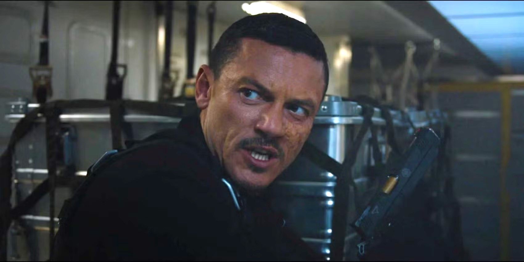 Luke Evans as Owen Shaw looking angry at something off-screen in Fast and Furious 6.