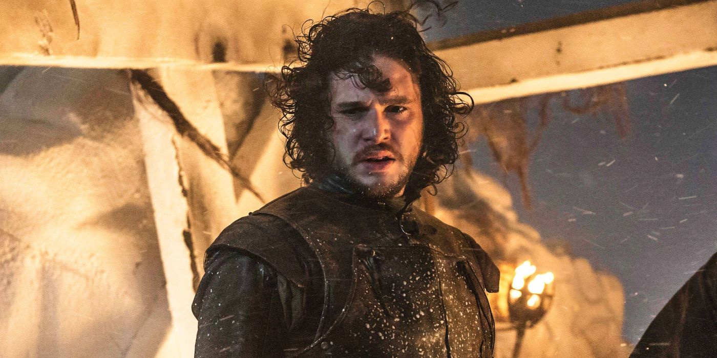 Jon Snow looking to the distance amidst a battle in Game of Thrones