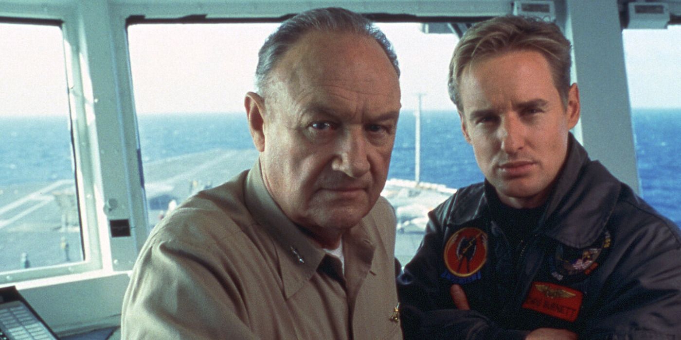 Gene Hackman and Owen Wilson on a ship in 'Behind Enemy Lines'