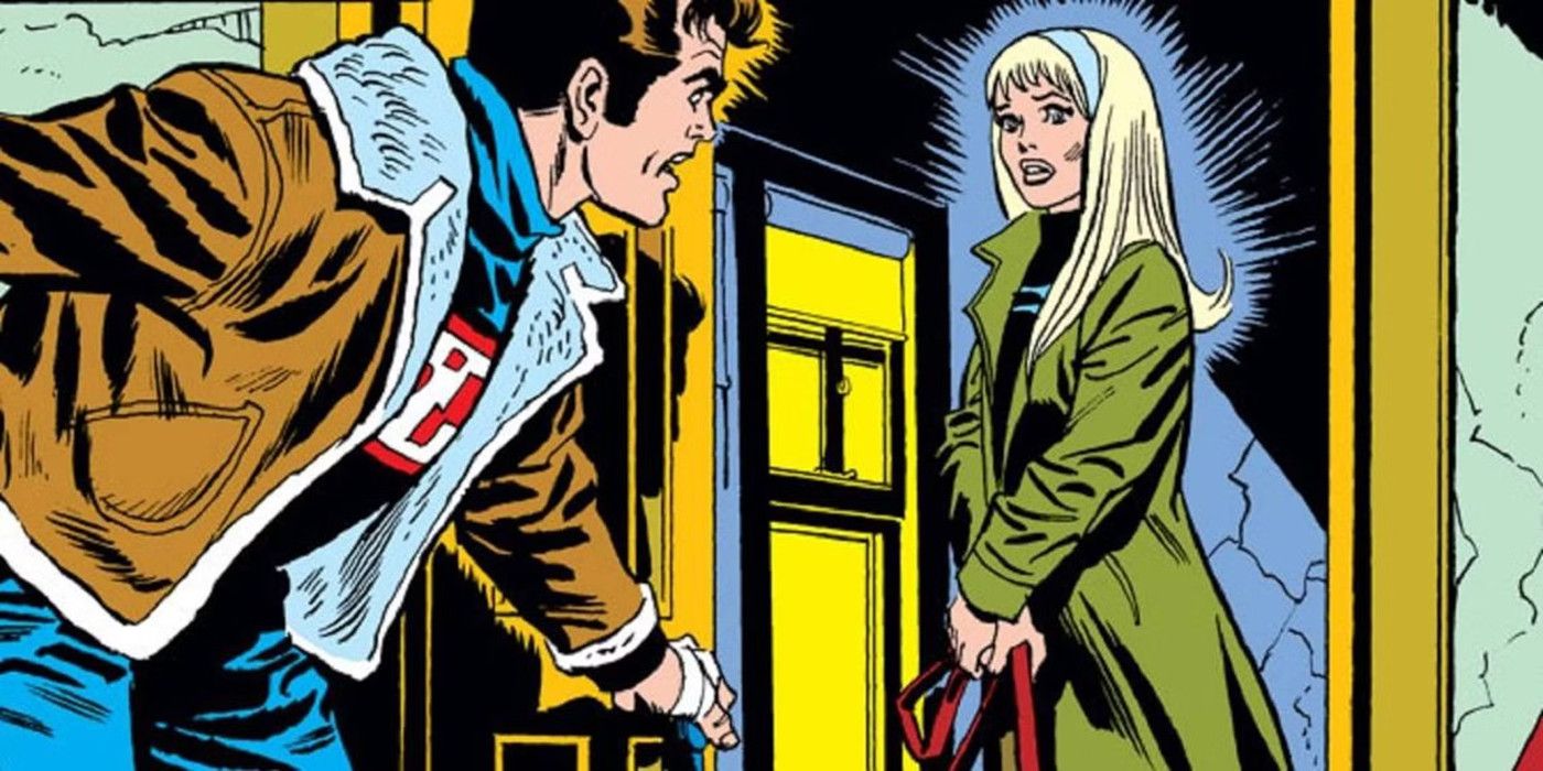 Peter looks suprised to see Gwen Stacy in the pages of Marvel Comics