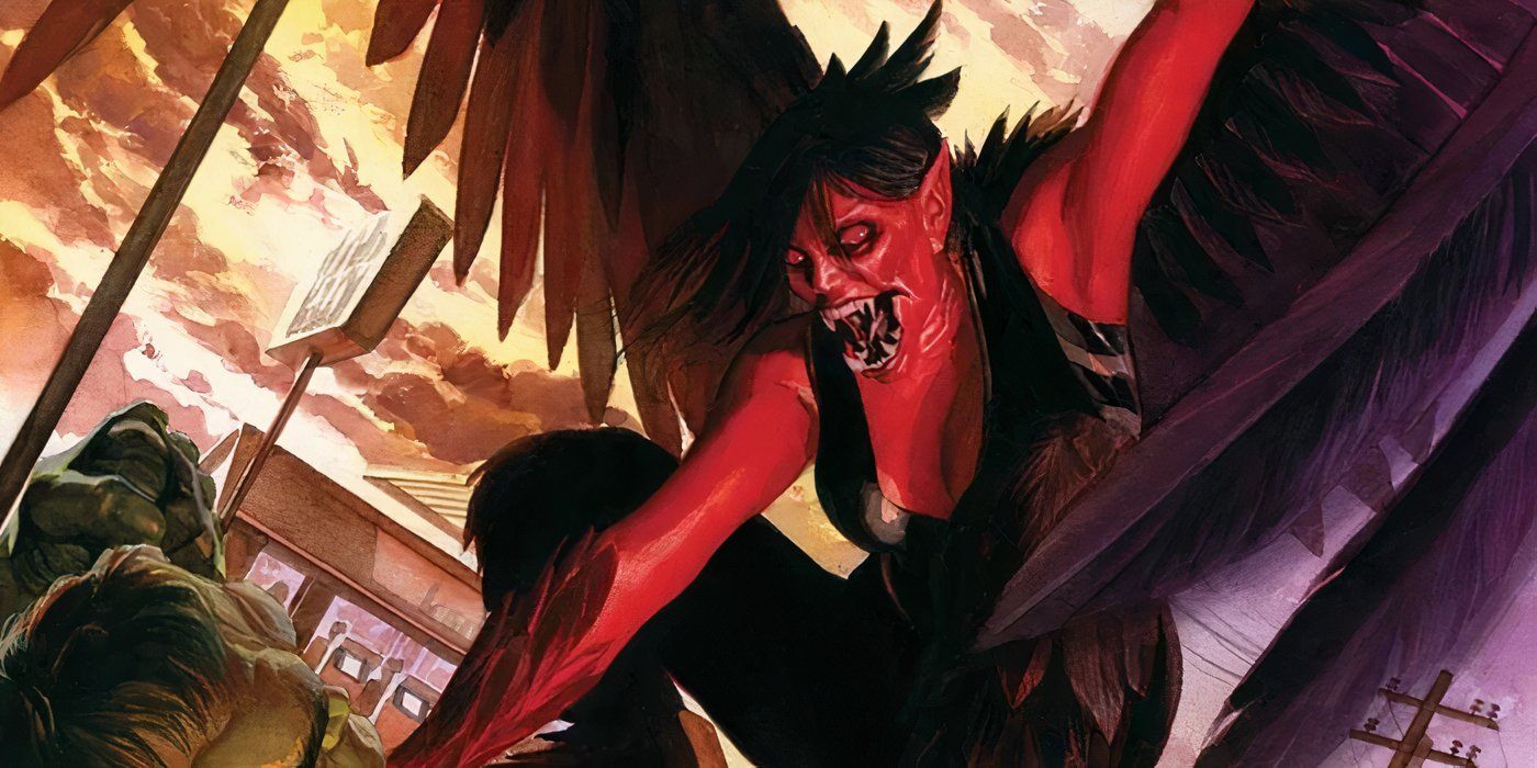 Harpy se ahoga y sujeta a Hulk en Marvel Comics