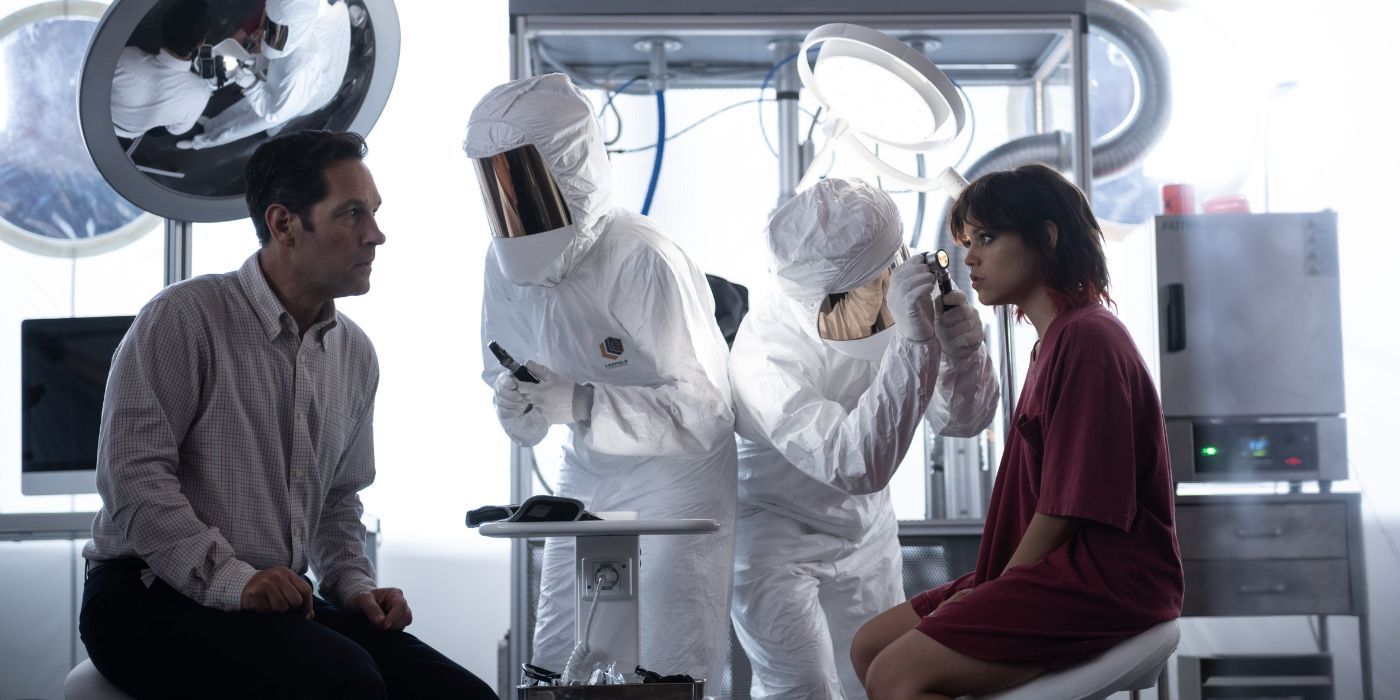 Paul Rudd and Jenna Ortega being examined in Death of a Unicorn.
