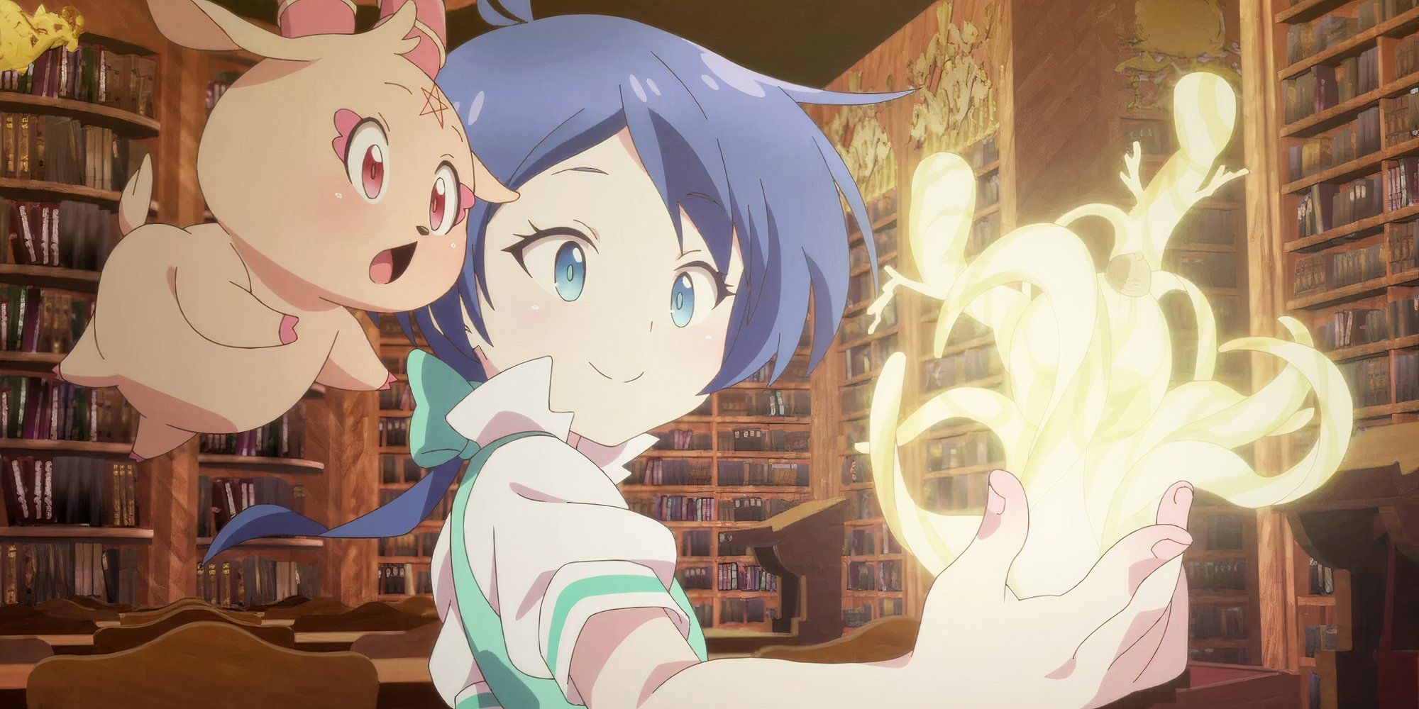 Lloyd de Saloum doing magic with Grim watching over his shoulder in amazement in the anime, I Was Reincarnated as the 7th Prince So I Can Take My Time Perfecting My Magical Ability