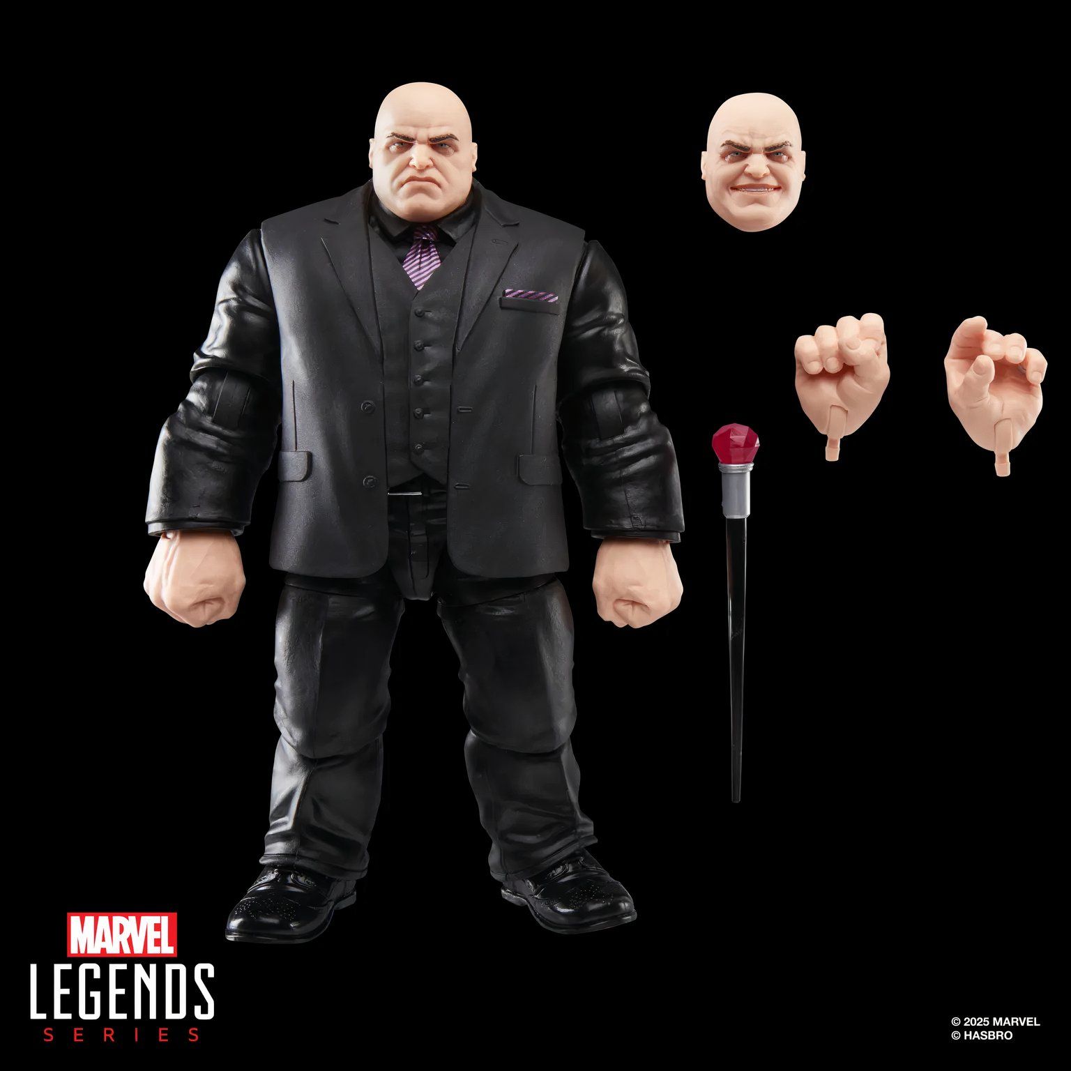 A part of Hasbro&rsquo;s Marvel Legends Gamerverse collection, this new Kingpin figure is designed after his Spider-Man game look. The six-inch scale piece is seen in his black suit from this critically-acclaimed universe. The figure also comes with a few accessories, like an alternate head sculpt, two interchangeable hands and the villain&rsquo;s signature cane.