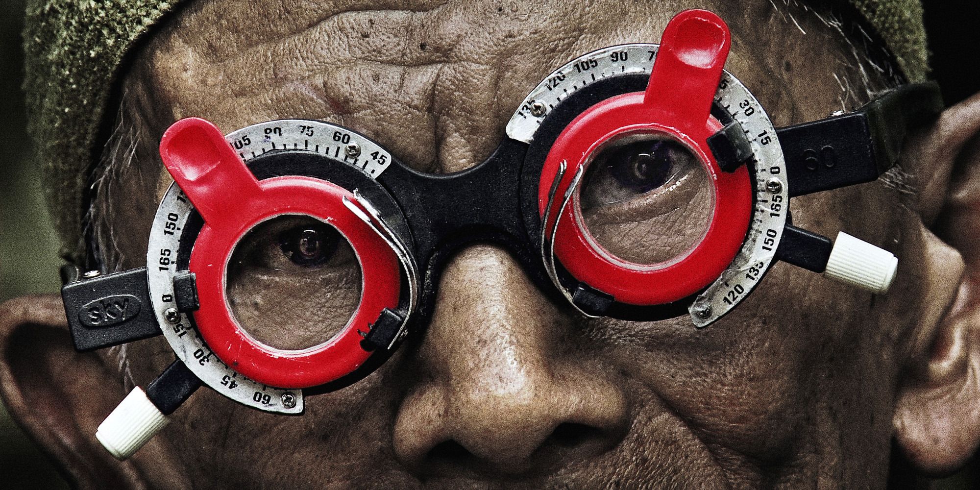 Inong with a metal device around his eyes in &lsquo;The Look of Silence&rsquo;