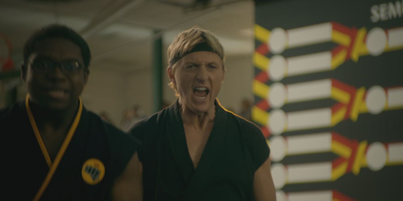 Johnny Lawrence screaming in his Dojo in Cobra Kai Season 1, Episode 10.