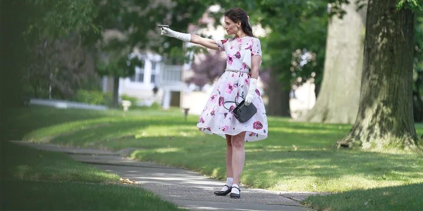 Katie Holmes as Miss Meadows in Miss Meadows