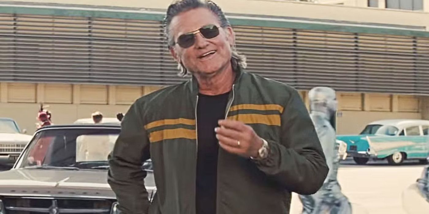 Kurt Russell as Randy Miller smiles on the backlot in Once Upon a Time&hellip; in Hollywood.