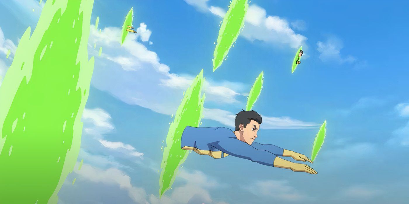 Light Invincible flying through a portal in Invincible.