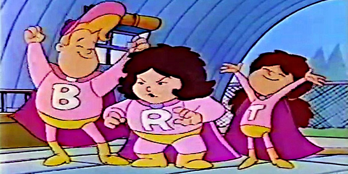 Rosey stands in a superhero outfit with her friends in Little Rosey.