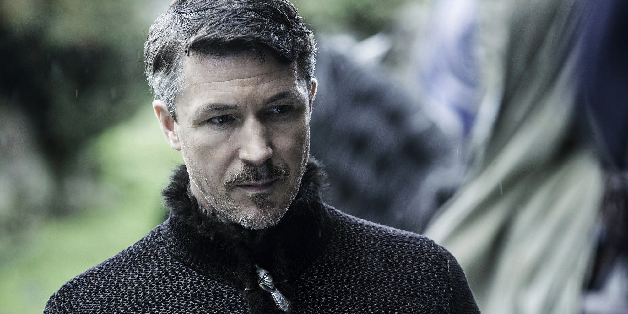 Littlefinger looking somber in the series Game of Thrones.