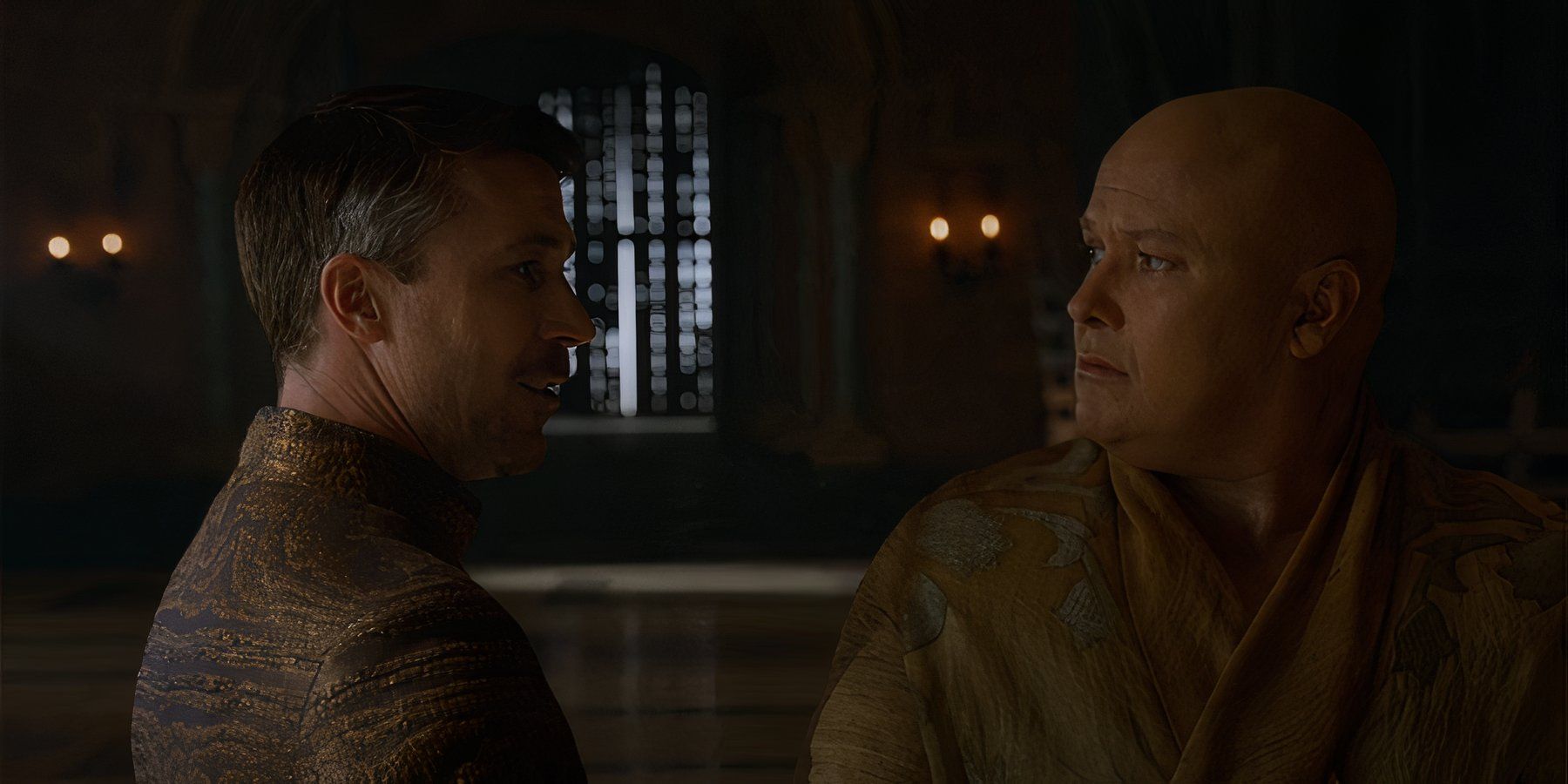 Littlefinger Season 3 episode 6 in the Game of Thrones as he speaks to Lord Varys.