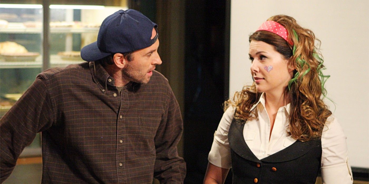 Luke Danes and Lorelai Gilmore at April&rsquo;s birthday party in Gilmore Girls Season 6.