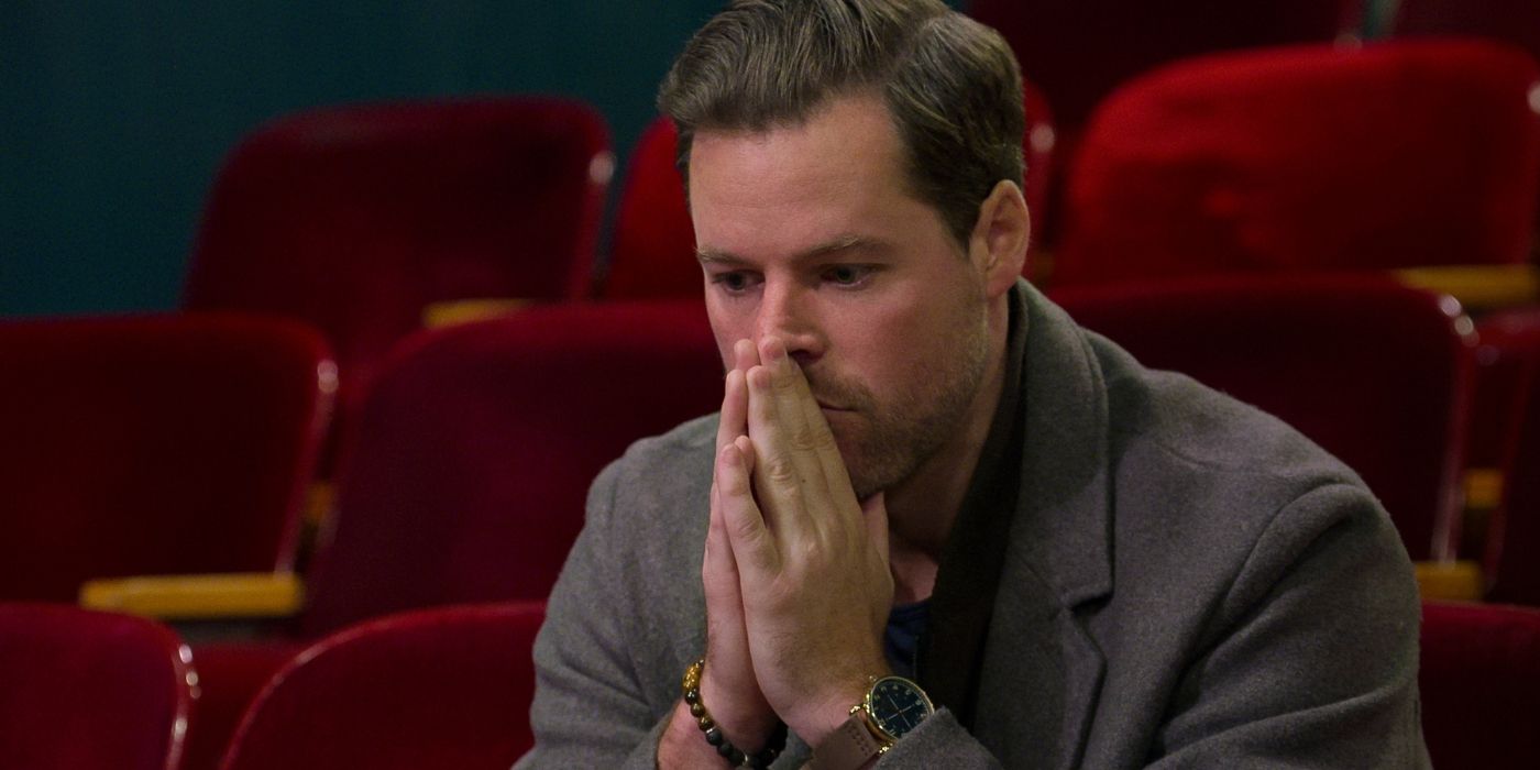 David sits in regret after breaking up with Lauren on 'Love Is Blind' Season 8.