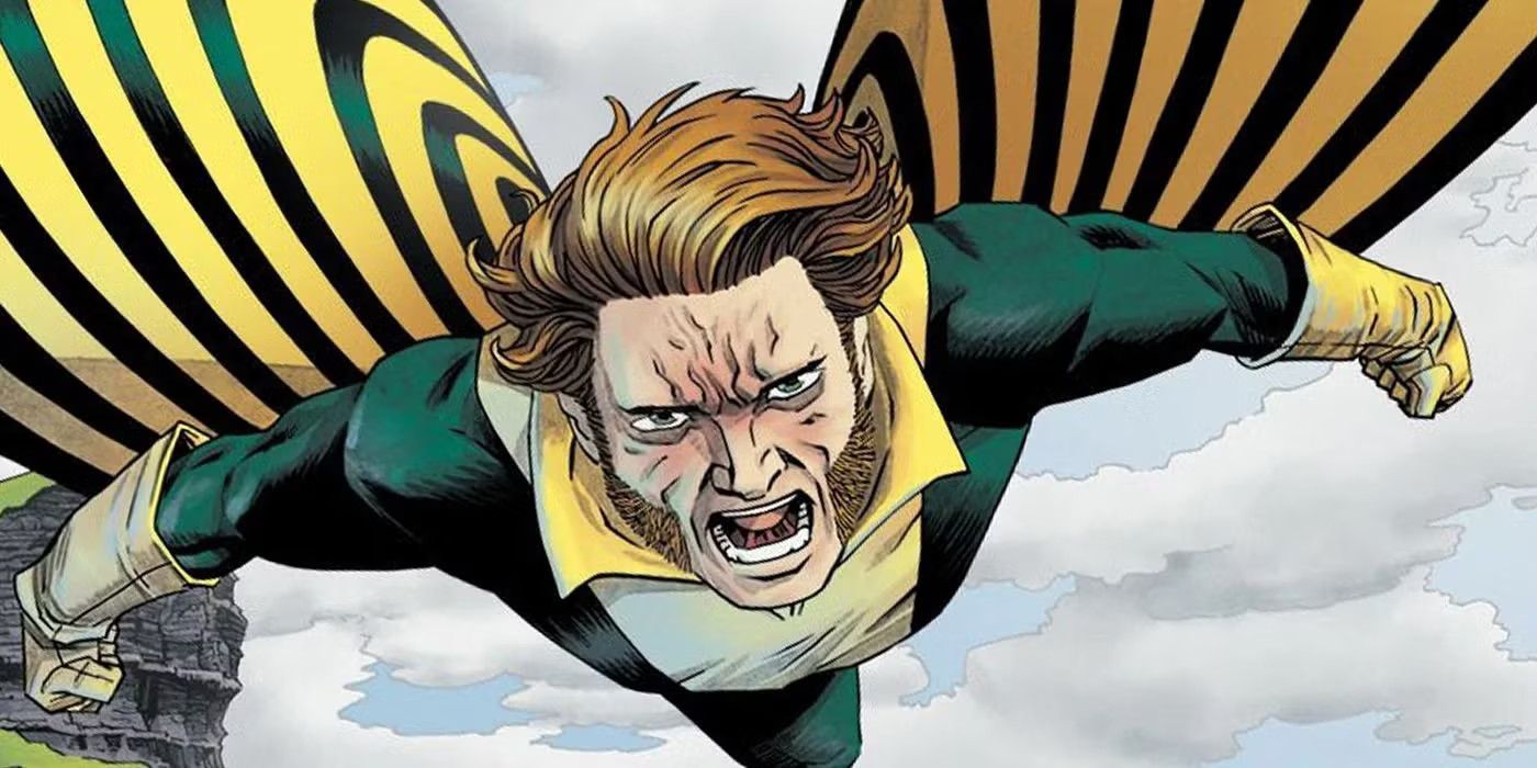 Banshee flies in the air in Marvel Comics.
