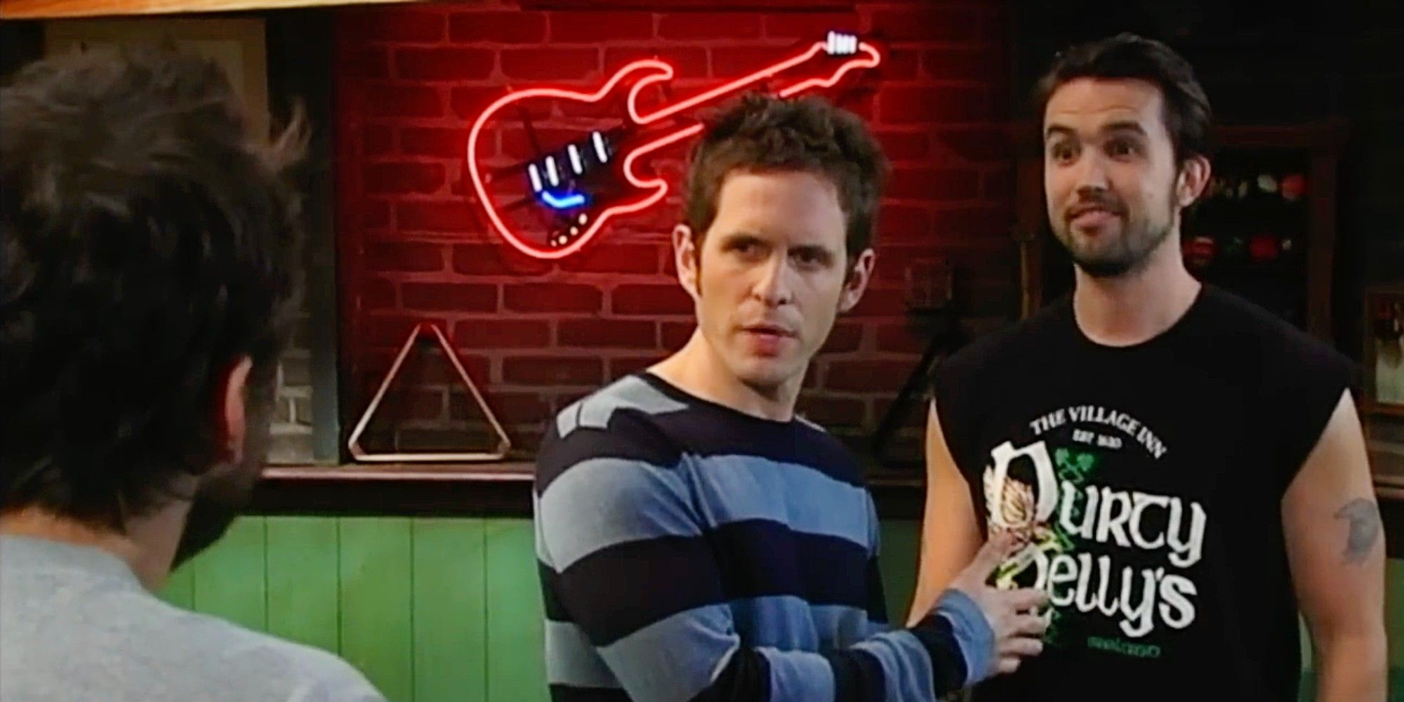 Dennis Reynolds and Mac McDonald talking to Charlie Kelly in It&rsquo;s Always Sunny IASIP Season 4.