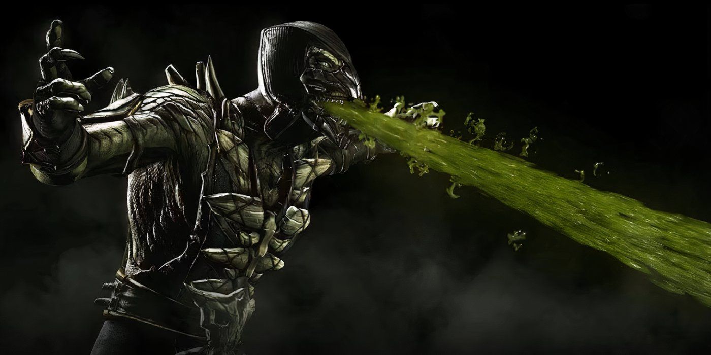 Reptile spitting venom in Mortal Kombat