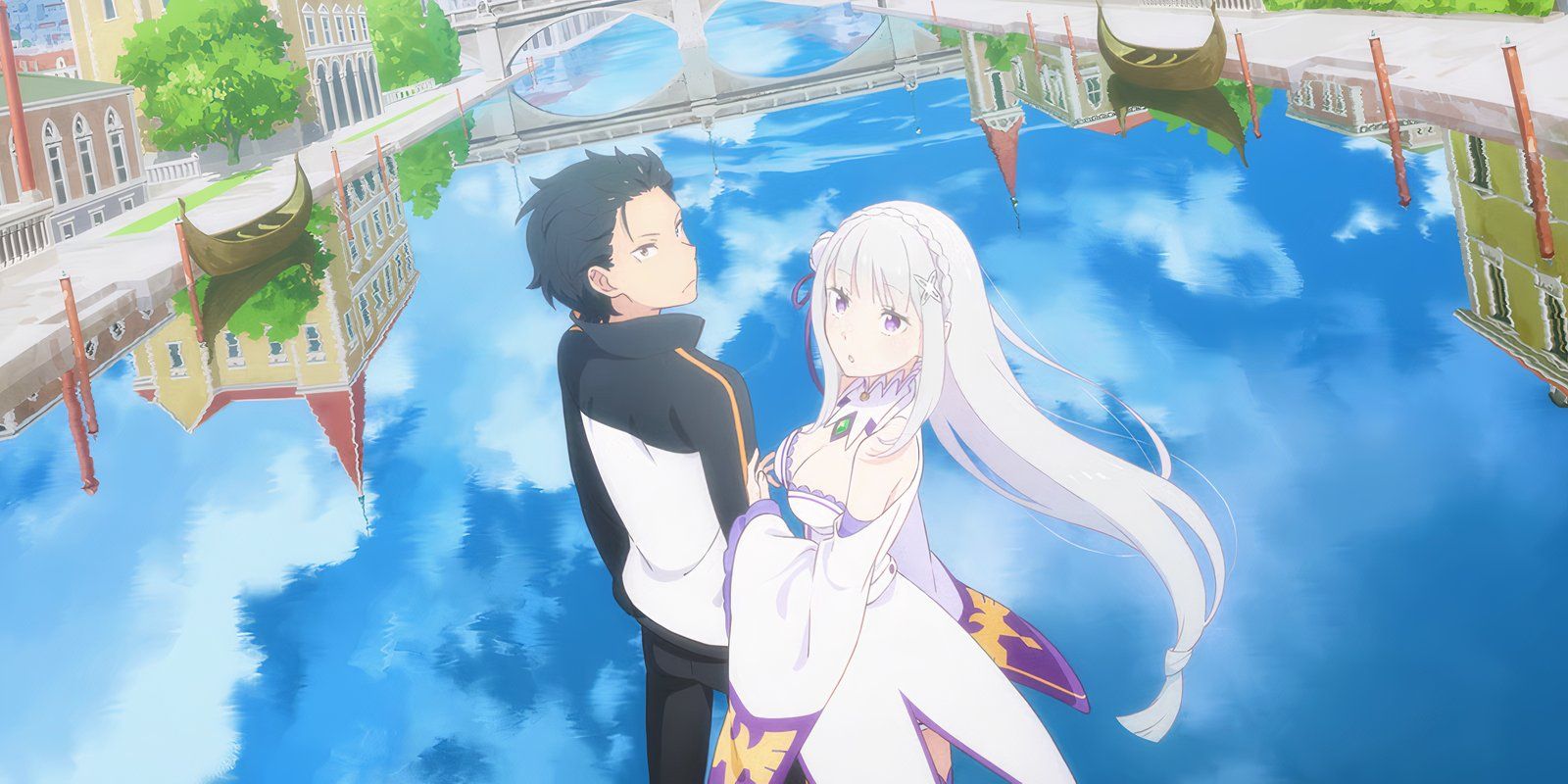 Subaru and Emilia in the anime Re-zero: Starting Life in Another World.