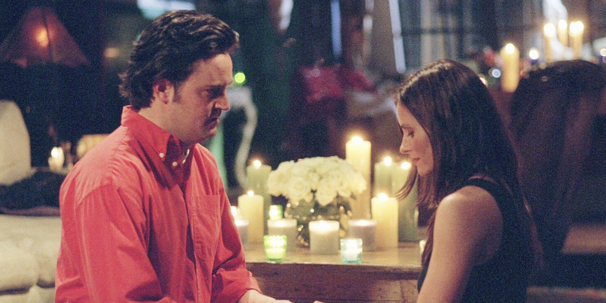 Chandler Bing and Monica Geller getting engaged in Friends Season 6.