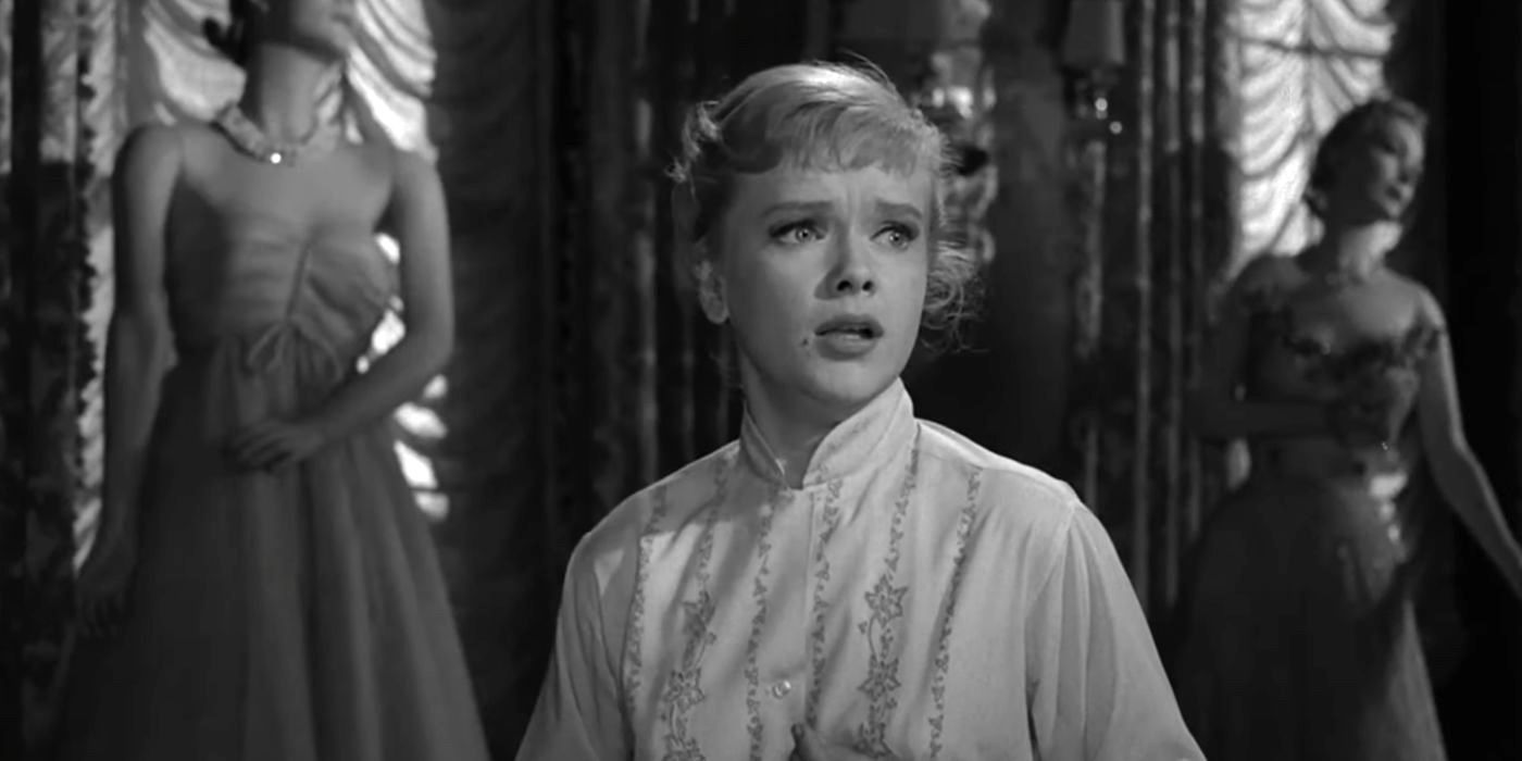 Marsha White (Anne Francis) is frightened by display mannequins in The Twilight Zone episode &ldquo;The After Hours.&quot;