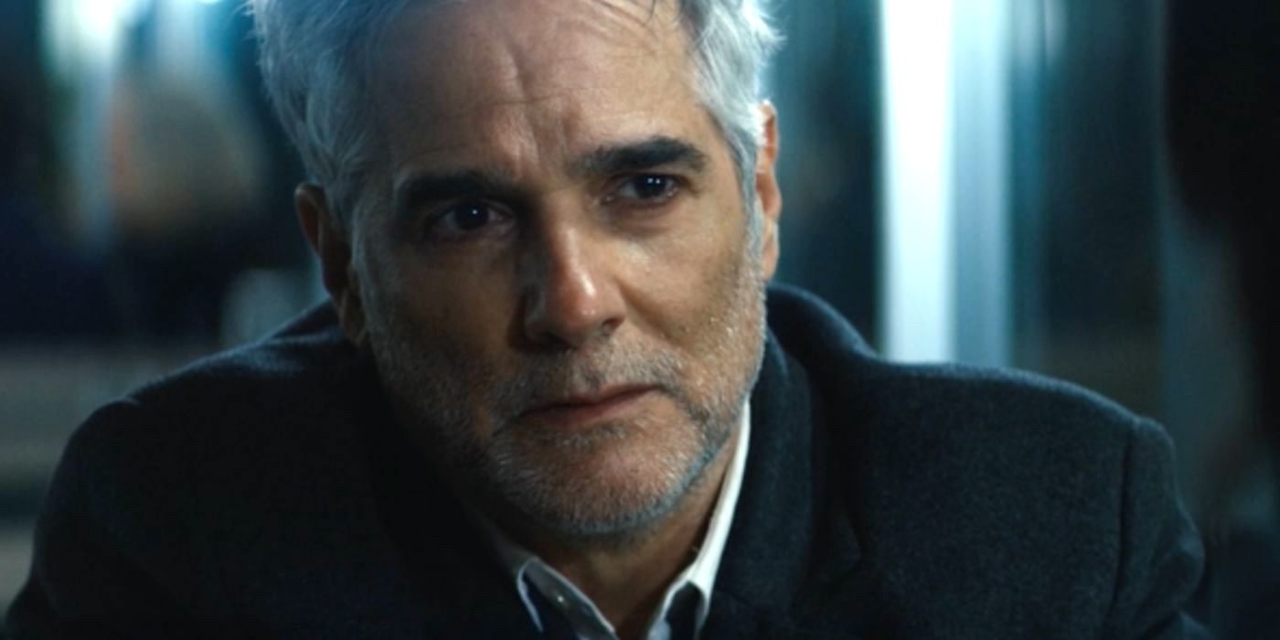 Petey (Yul Vazquez) sits down to talk with Mark (Adam Scott) in Season 1 of Severance.