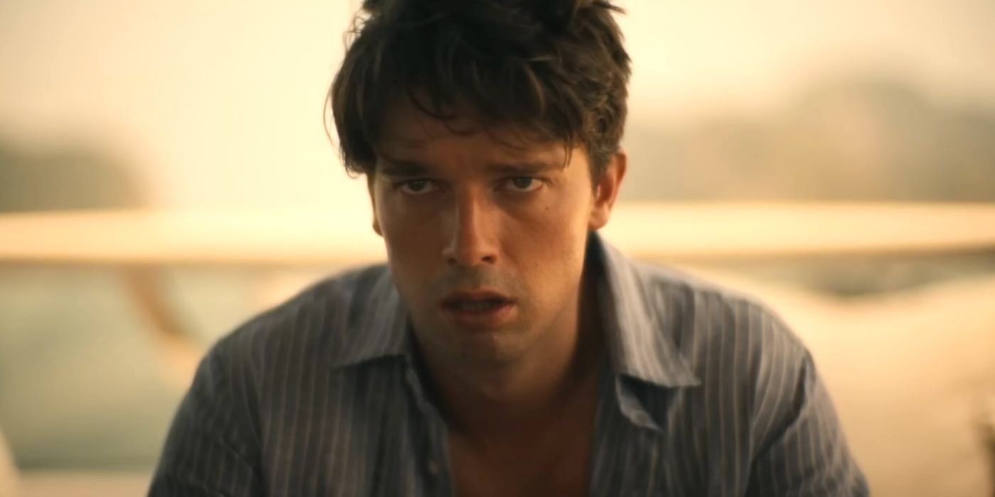 Saxon (Patrick Schwarzenegger) suffers from a hangover and bad memories in Season 3 of 'The White Lotus.'
