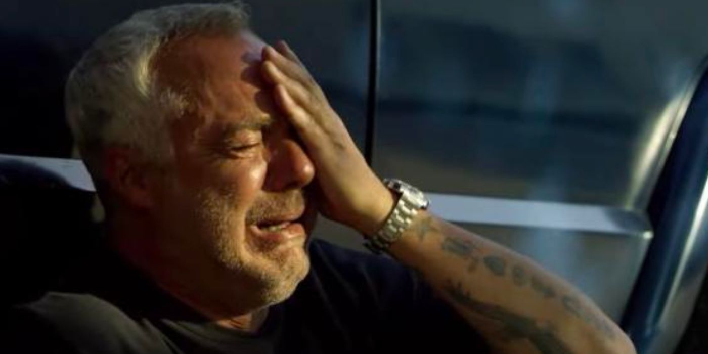 Titus Welliver as Harry Bosch breaking down in Season 2 of Bosch:Legacy