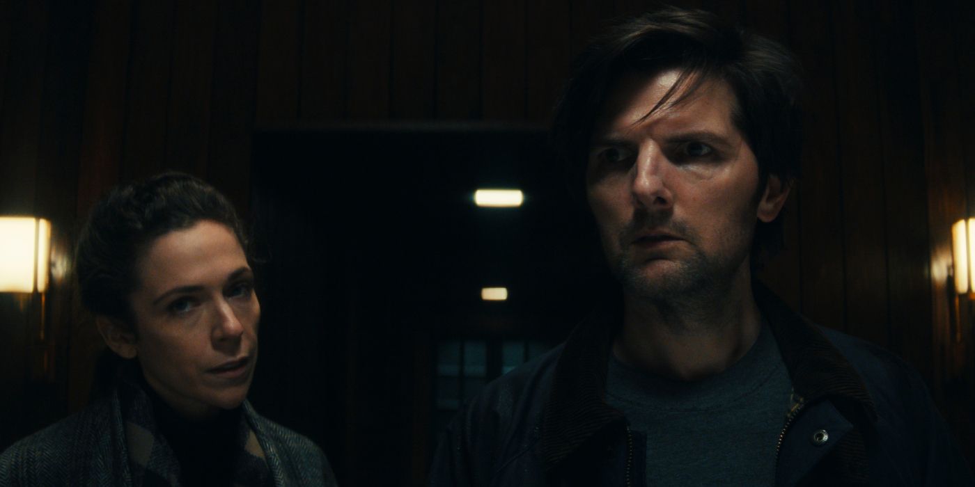 Jen Tullock and Adam Scott in Severance Season 2 Episode 9