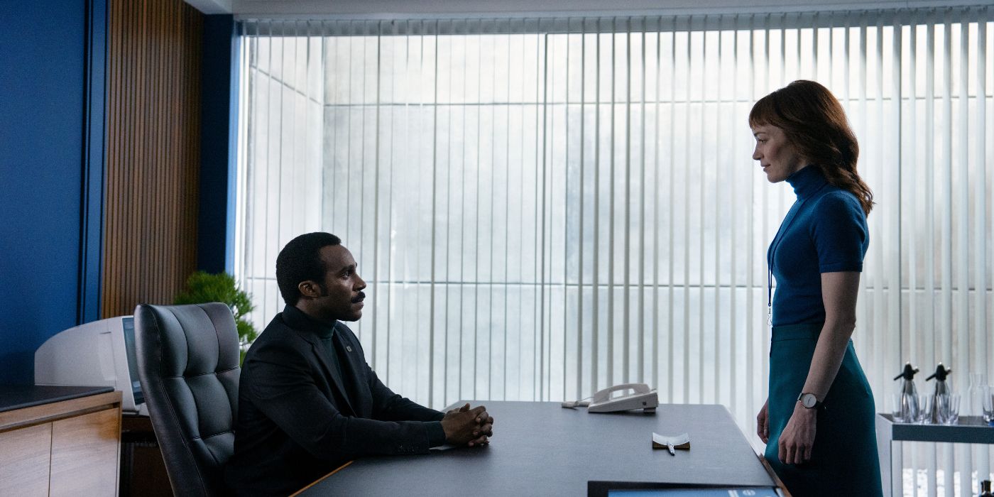 Tramell Tillman and Britt Lower in Severance Season 2 Episode 9
