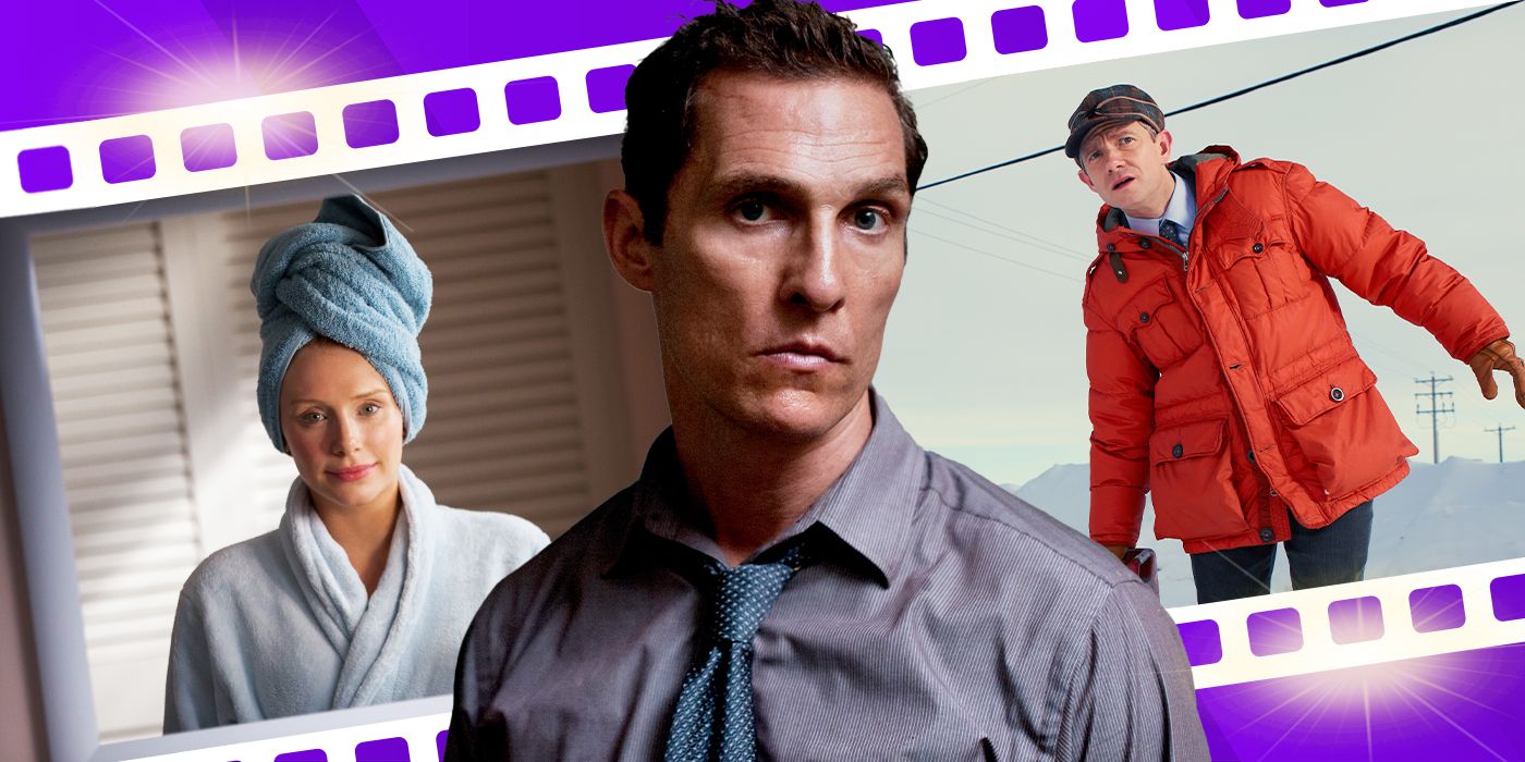 Stills from Black Mirror, True Detective, and Fargo
