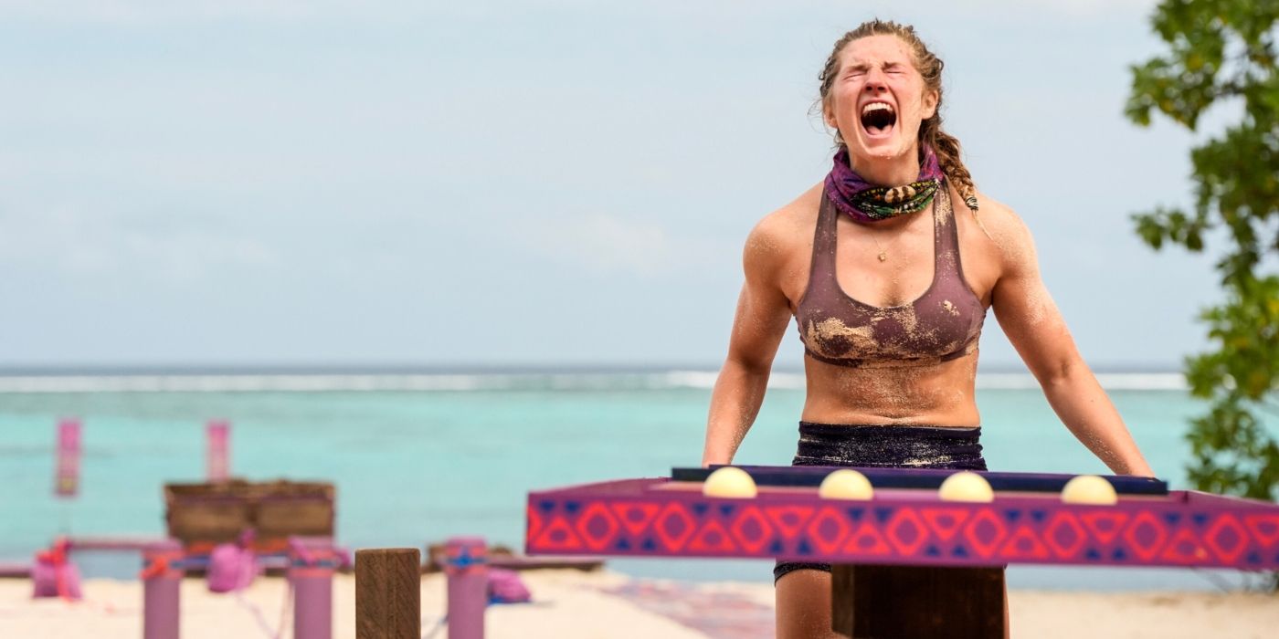 Eva successfully completes a challenge on 'Survivor 48.'