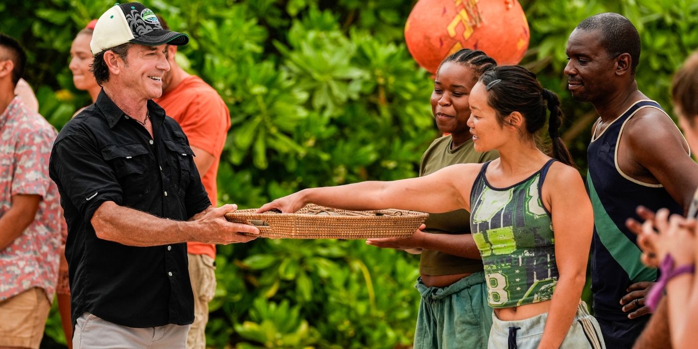 Mary and Sai pick new buffs as Jeff Probst holds out the tray on &lsquo;Survivor 48.'