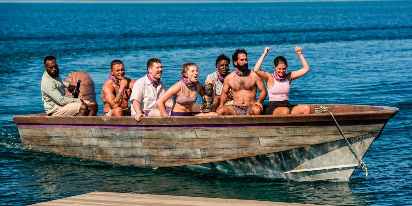 The Lagi Tribe on a boat on 'Survivor 48.'