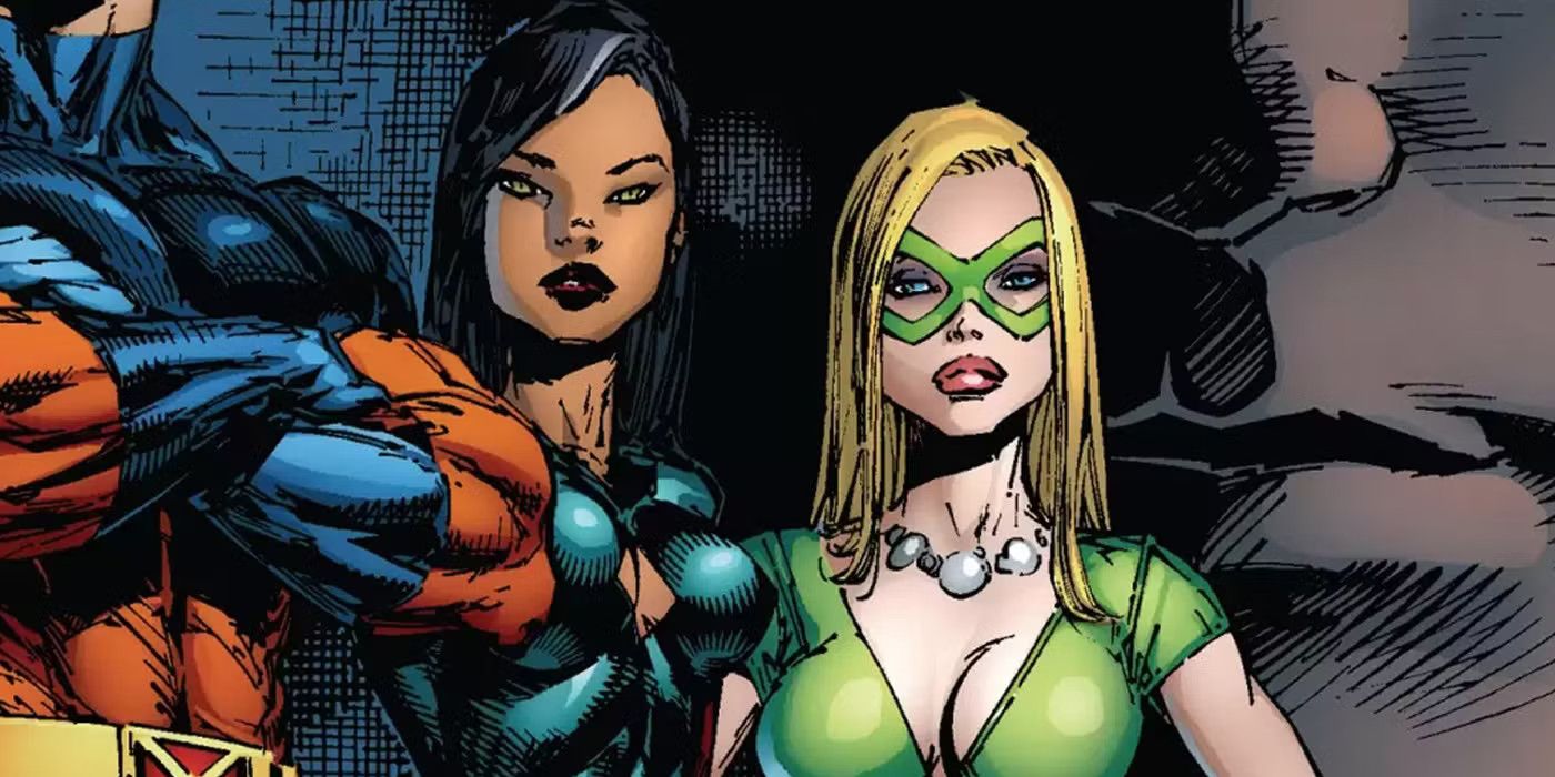 Sway stands next to her fellow heroes in the pages of Marvel Comics