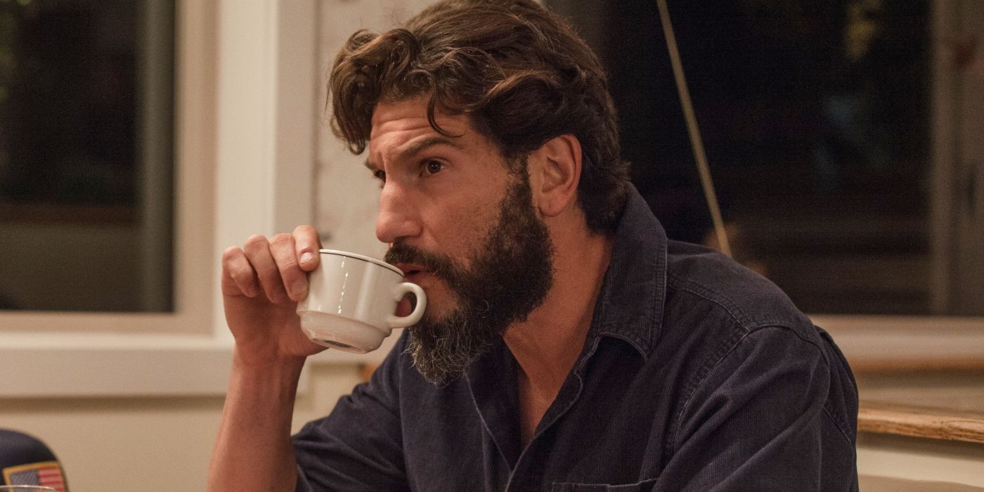 Jon Bernthal&rsquo;s Sam sipping coffee in Sweet Virginia