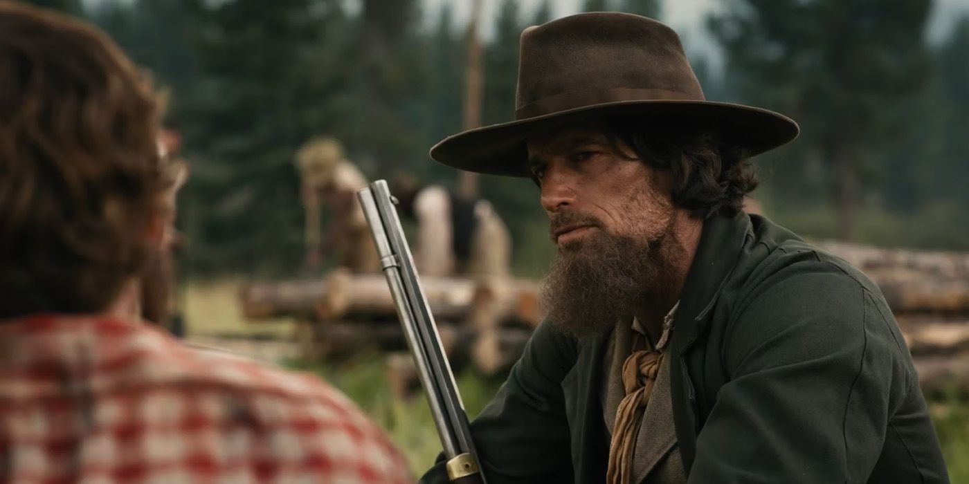 Jim Bridger (Rib Hillis) holds a gun on &lsquo;The Tall Tales of Jim Bridger.'