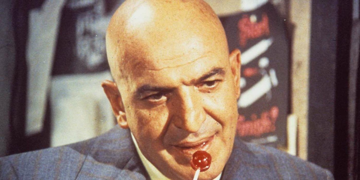 Theo Kojak (Telly Savalas) with his trademark lollipop in Kojak.