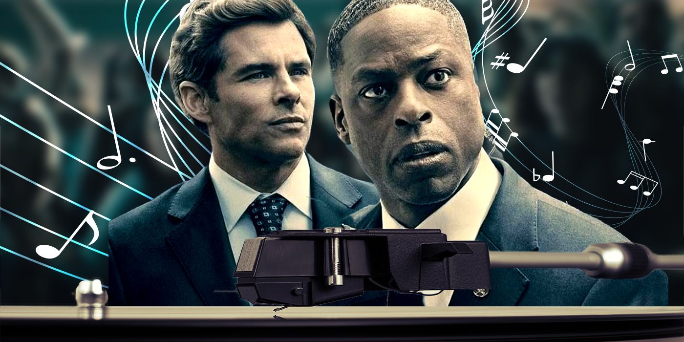 James Marsden and Sterling K. Brown surrounded by music notes in 'Paradise'