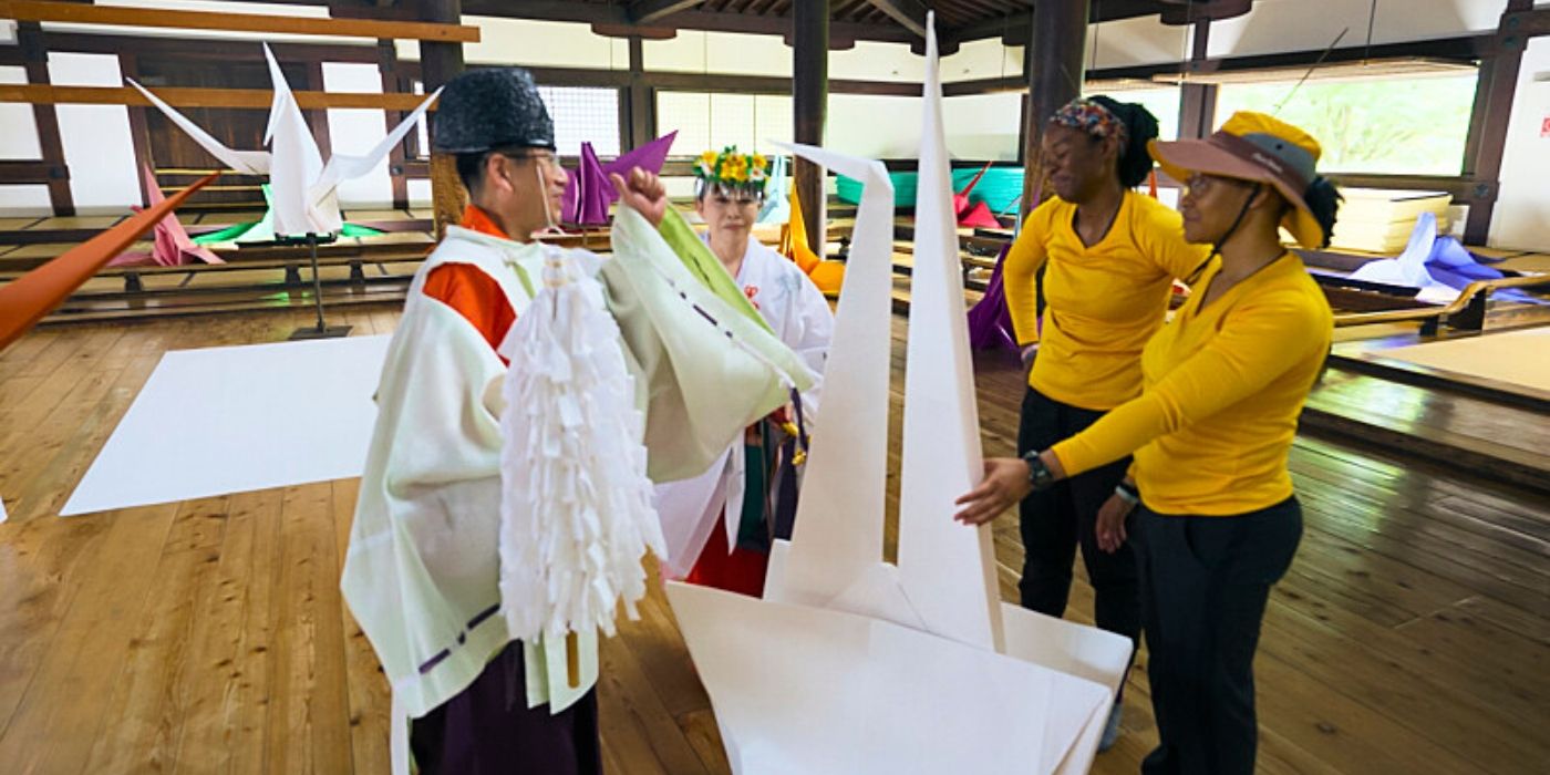 Courtney and Jasmin during the Fold It Detour on &lsquo;The Amazing Race&rsquo; Season 37.