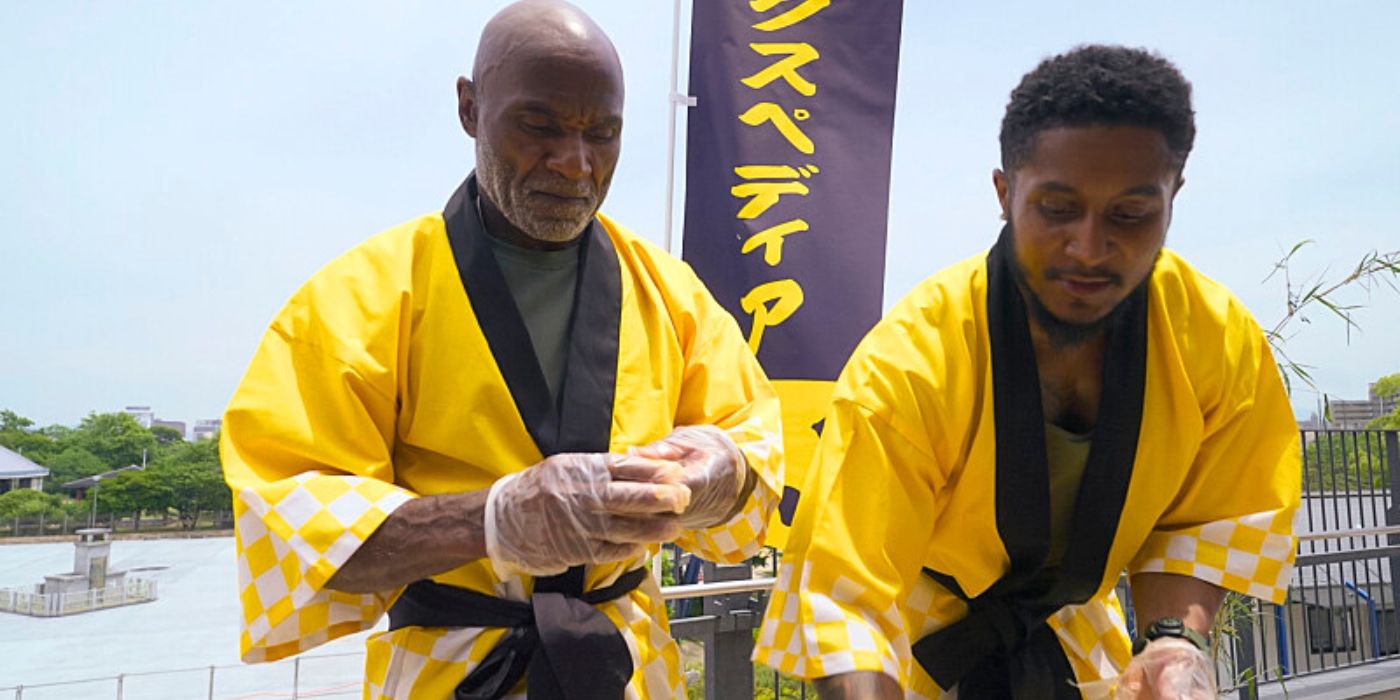 Jeff and Pops during the Mochi Detour on 'The Amazing Race' Season 37.