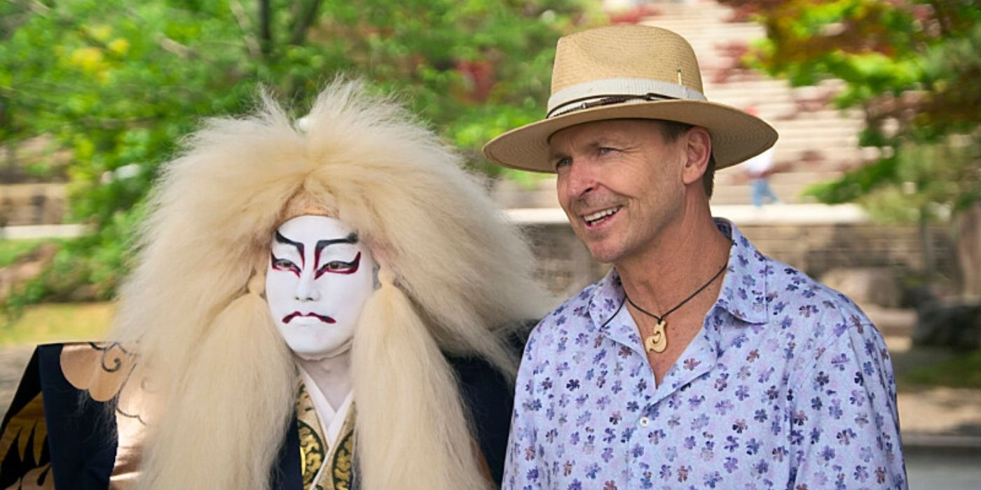Phil Keoghan at the Pit Stop in Kyoto on &lsquo;The Amazing Race&rsquo; Season 37.