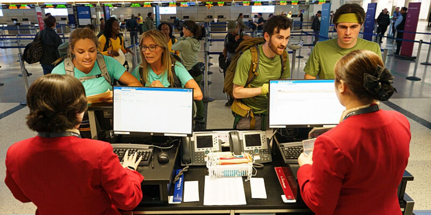 Melinda and Erika and Jack and Carson get their tickets at LAX to travel to Hong Kong on &lsquo;The Amazing Race&rsquo; Season 37.