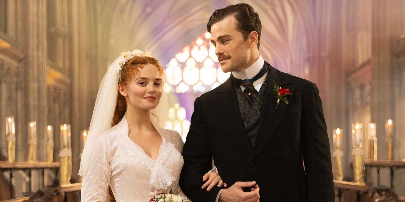 Millie Gibson and Joshua Orpin appear to be getting married in The Forsytes